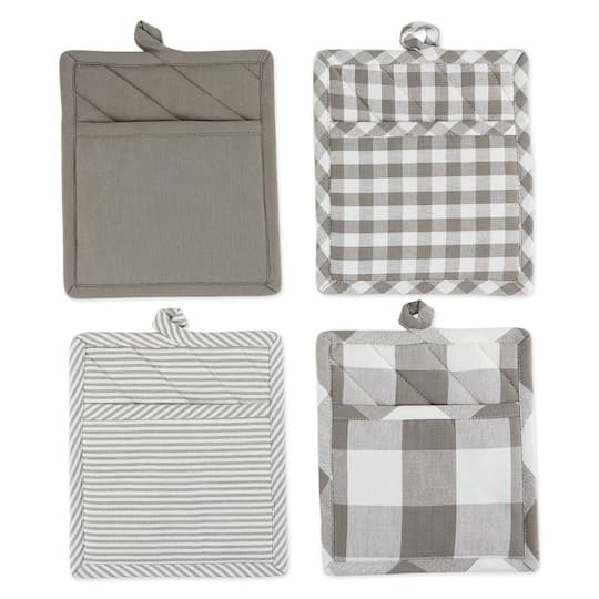 Design Imports 4-piece Assorted Check Potholder Set - Pattern/Print